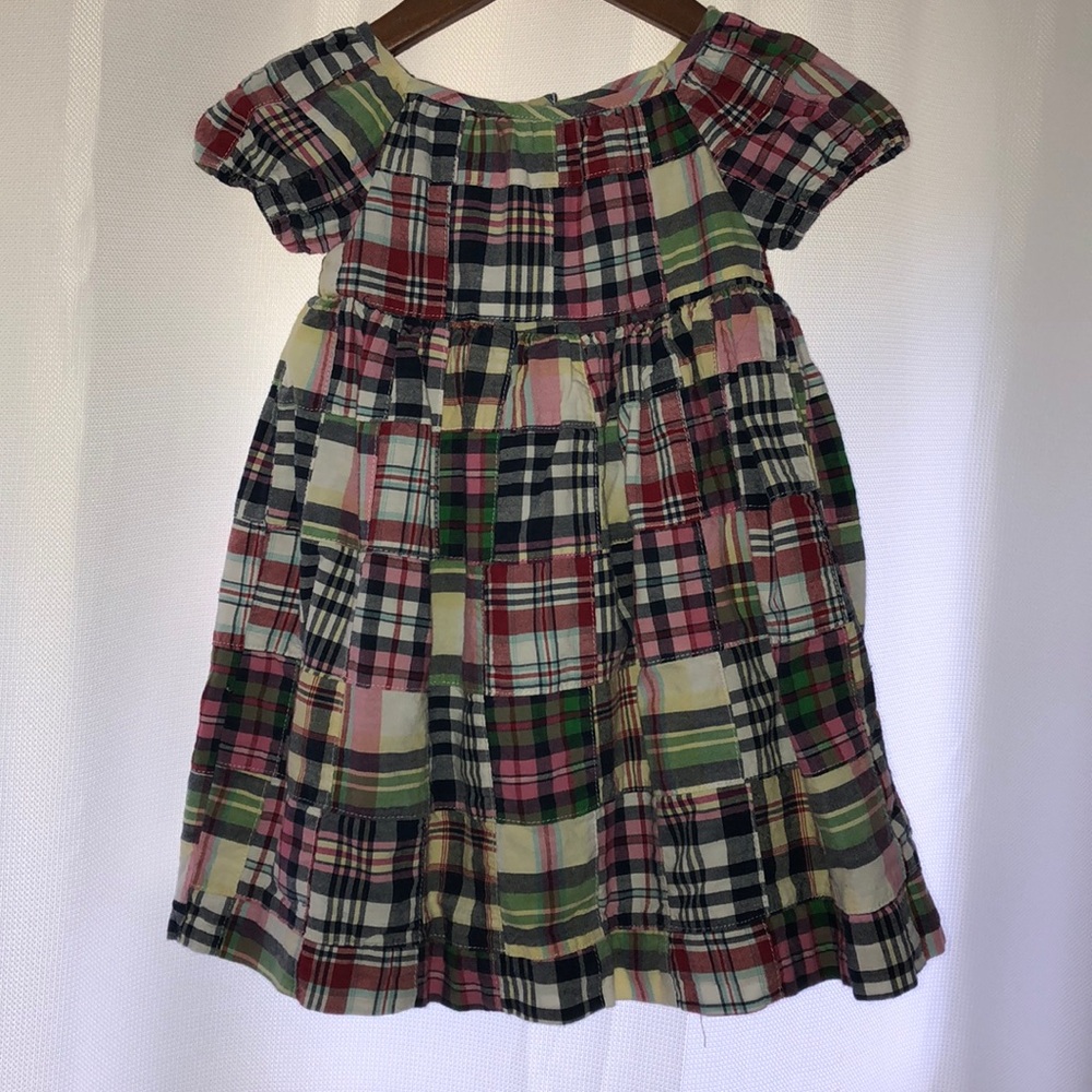 Baby girl Gap plaid pink red white yellow dress